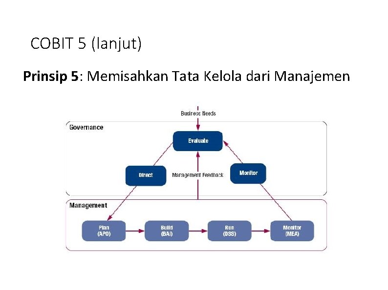 COBIT 5 (lanjut) Prinsip 5: Memisahkan Tata Kelola dari Manajemen 