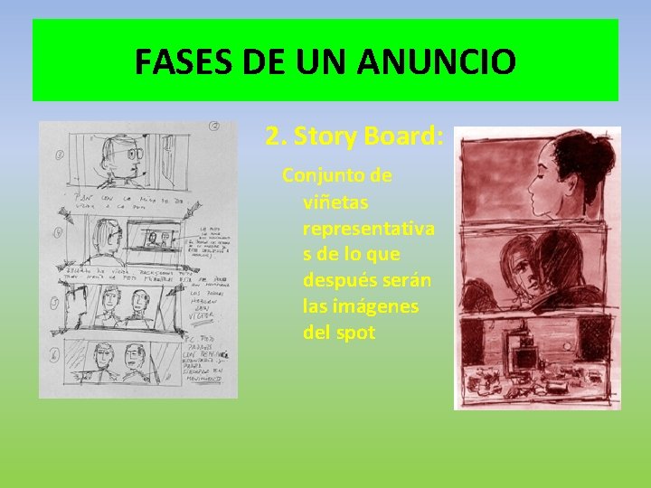 FASES DE UN ANUNCIO 2. Story Board: Conjunto de viñetas representativa s de lo