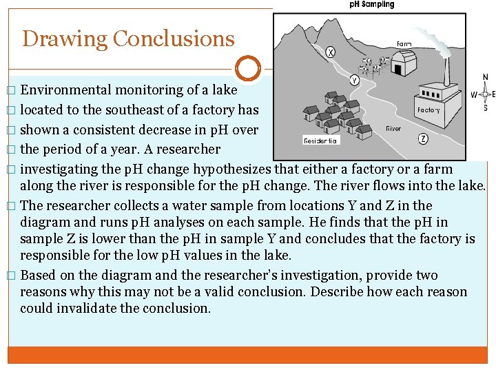 Drawing Conclusions � Environmental monitoring of a lake � located to the southeast of