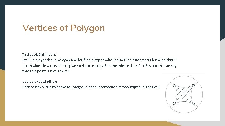 Vertices of Polygon Textbook Definition: let P be a hyperbolic polygon and let ℓ