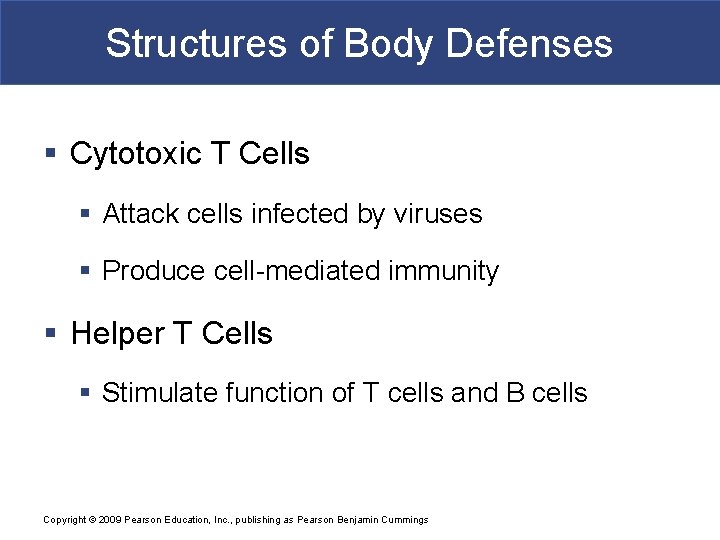 Structures of Body Defenses § Cytotoxic T Cells § Attack cells infected by viruses