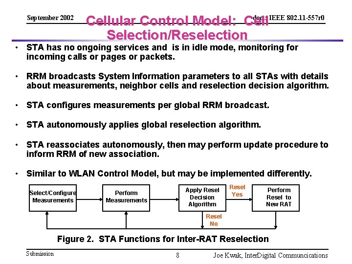 September 2002 doc. : IEEE 802. 11 -557 r 0 Cellular Control Model: Cell