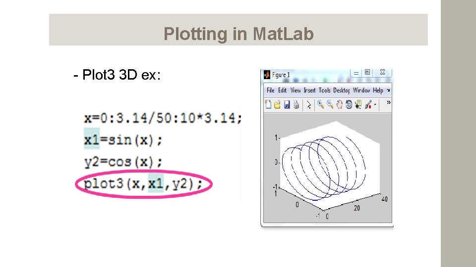 Plotting in Mat. Lab - Plot 3 3 D ex: Plotting in Mat. Lab - Plot 3 3 D ex: