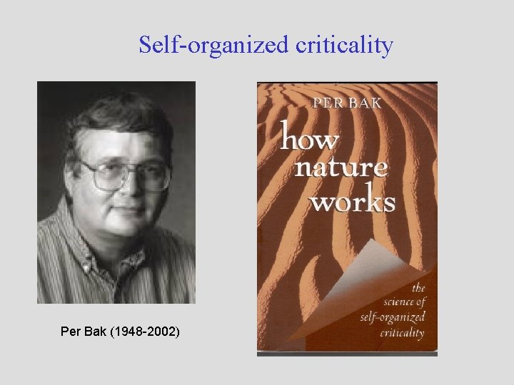 Self-organized criticality Per Bak (1948 -2002) 