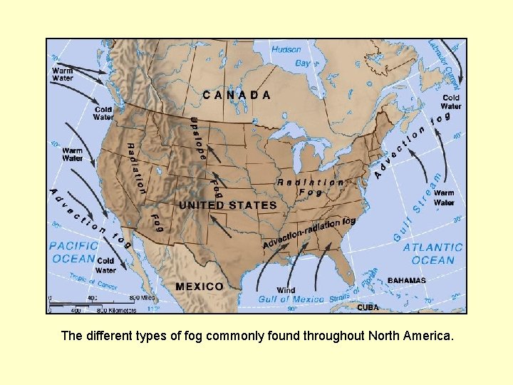 The different types of fog commonly found throughout North America. 