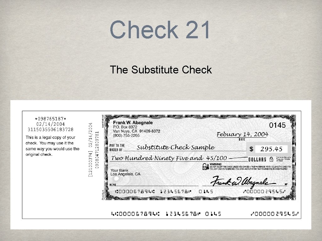 Check 21 The Substitute Check 