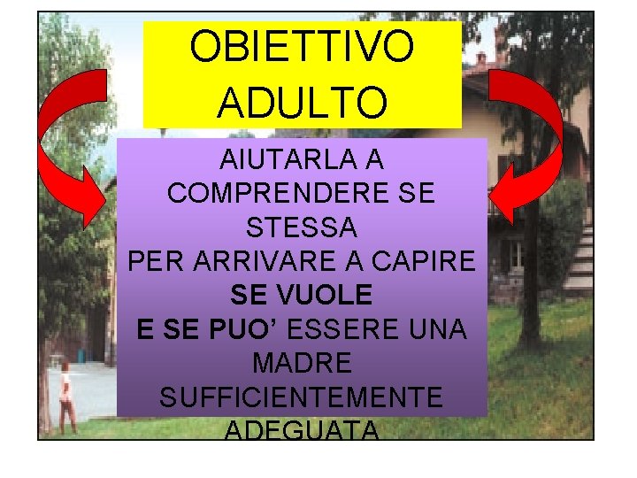 OBIETTIVO ADULTO AIUTARLA A COMPRENDERE SE STESSA PER ARRIVARE A CAPIRE SE VUOLE E