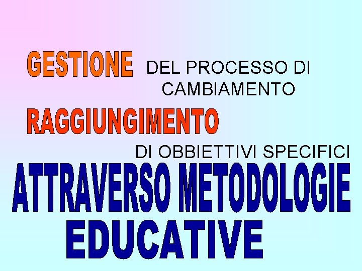 DEL PROCESSO DI CAMBIAMENTO DI OBBIETTIVI SPECIFICI 