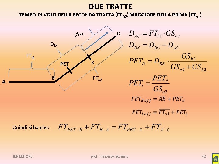DUE TRATTE TEMPO DI VOLO DELLA SECONDA TRATTA (FTO 2) MAGGIORE DELLA PRIMA (FTh
