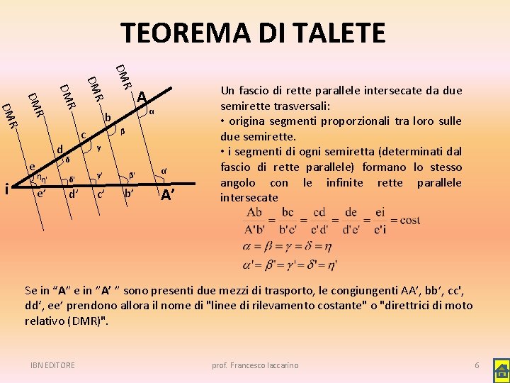 TEOREMA DI TALETE e R DM R DM d i b c A α