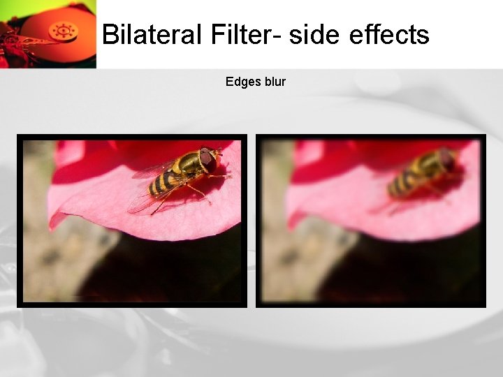 Bilateral Filter- side effects Edges blur 