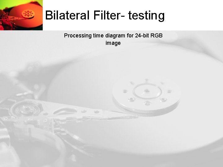 Bilateral Filter- testing Processing time diagram for 24 -bit RGB image 