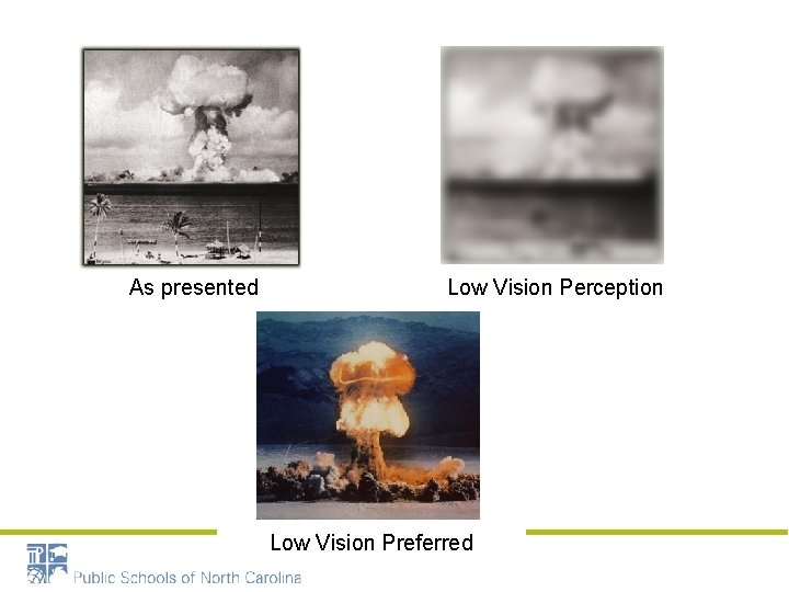As presented Low Vision Perception Low Vision Preferred 