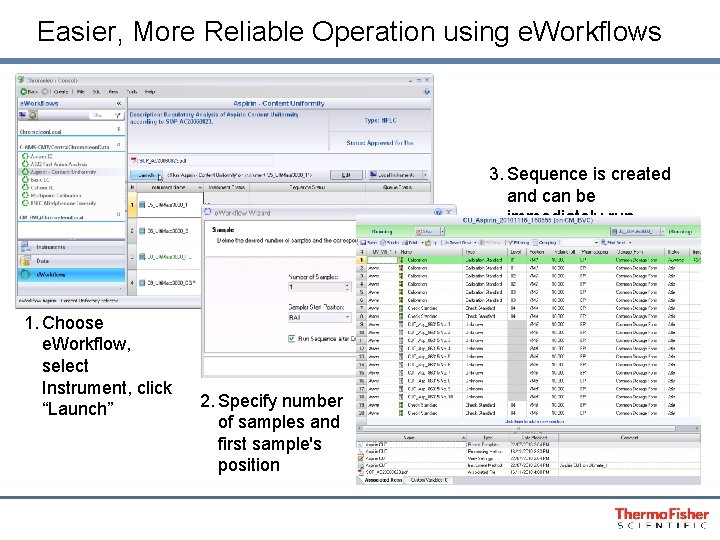 Easier, More Reliable Operation using e. Workflows 3. Sequence is created and can be