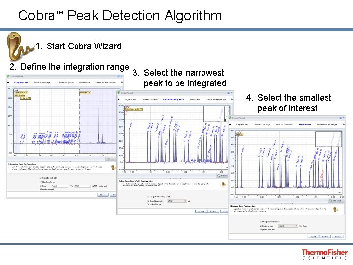 Cobra™ Peak Detection Algorithm 1. Start Cobra Wizard 2. Define the integration range 3.