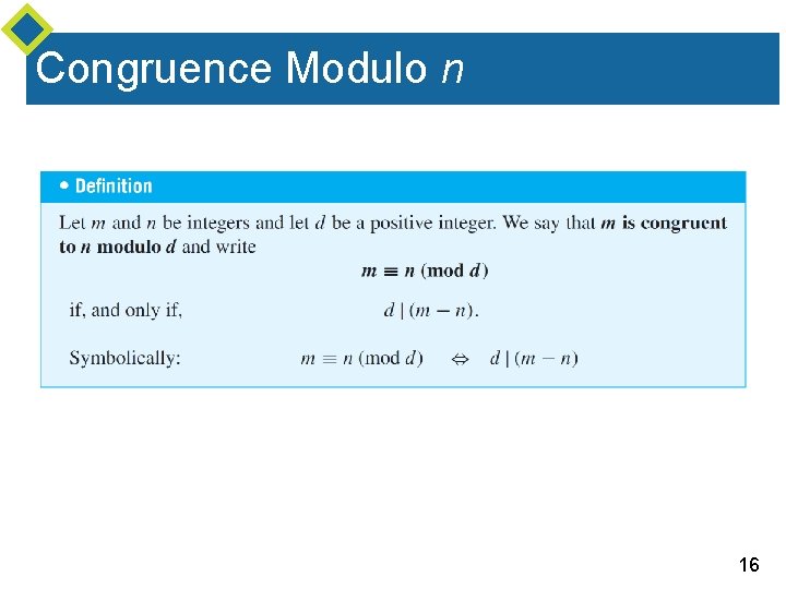 Congruence Modulo n 16 