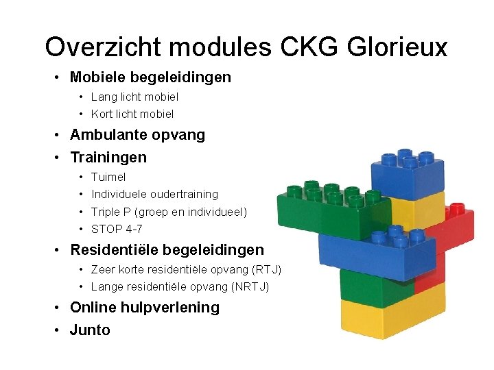 Overzicht modules CKG Glorieux • Mobiele begeleidingen • Lang licht mobiel • Kort licht