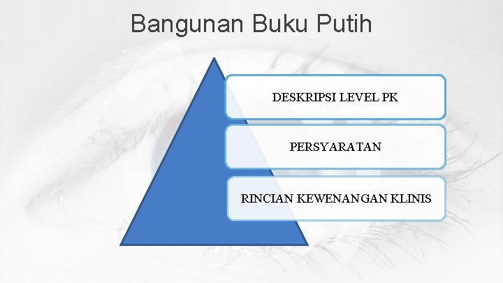 Bangunan Buku Putih DESKRIPSI LEVEL PK PERSYARATAN RINCIAN KEWENANGAN KLINIS 