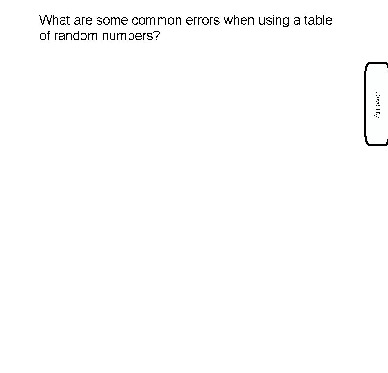 Answer What are some common errors when using a table of random numbers? 