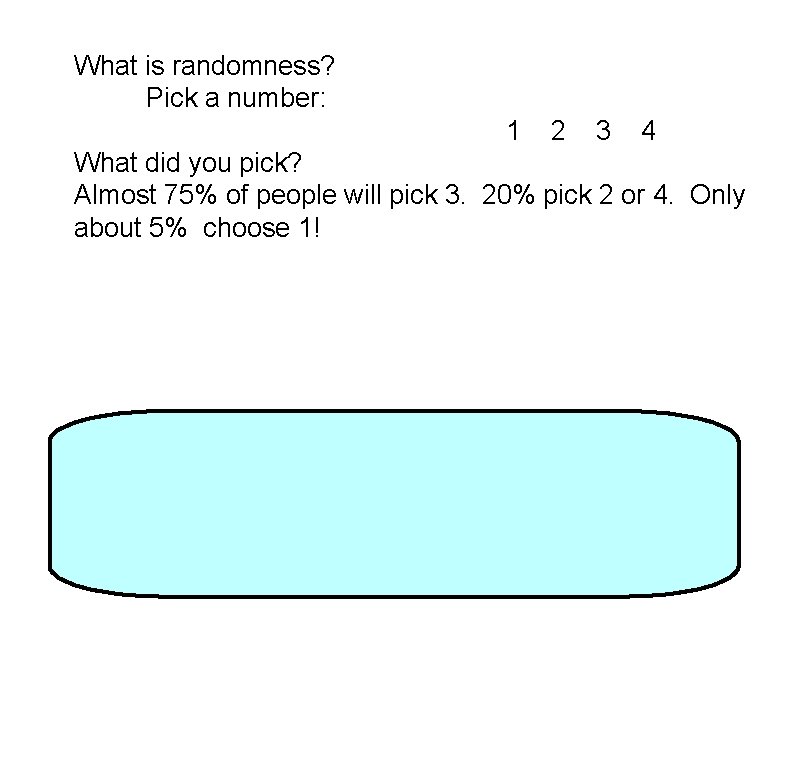 What is randomness? Pick a number: 1 2 3 4 What did you pick?