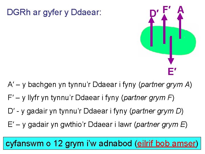 DGRh ar gyfer y Ddaear: D′ F′ A ′ E′ A′ – y bachgen