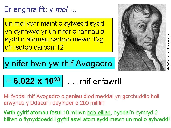 un mol yw’r maint o sylwedd sydd yn cynnwys yr un nifer o rannau