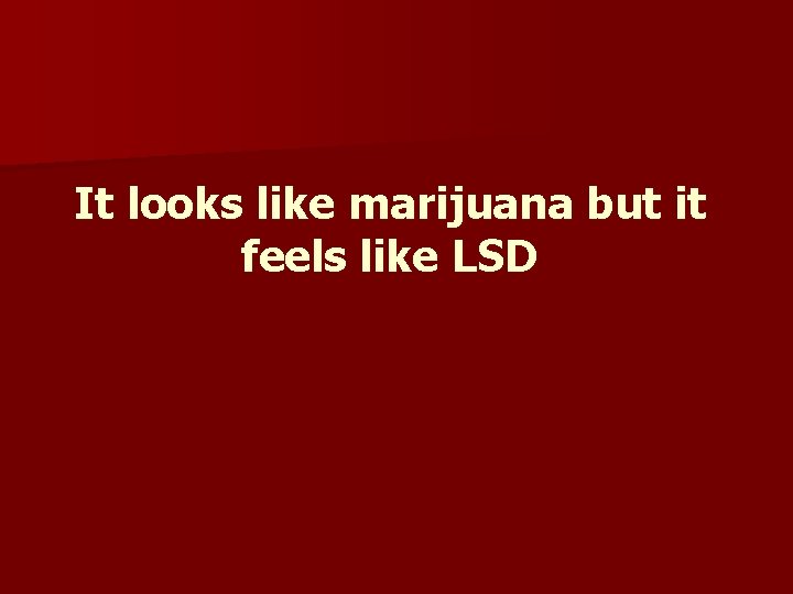 It looks like marijuana but it feels like LSD 