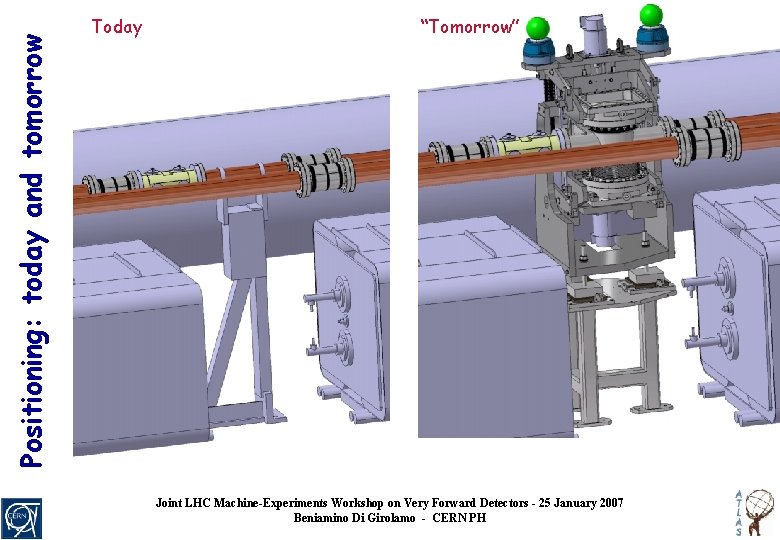 Positioning: today and tomorrow Today “Tomorrow” Joint LHC Machine-Experiments Workshop on Very Forward Detectors