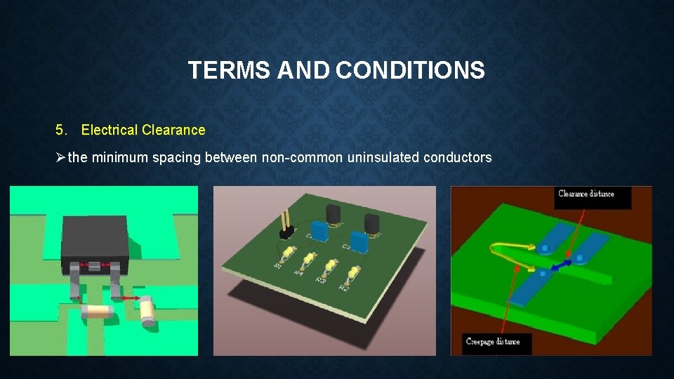 TERMS AND CONDITIONS 5. Electrical Clearance Ø the minimum spacing between non-common uninsulated conductors