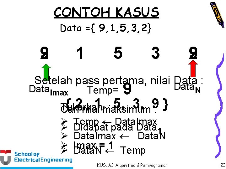 CONTOH KASUS Data ={ 9, 1, 5, 3, 2} 9 2 1 5 3