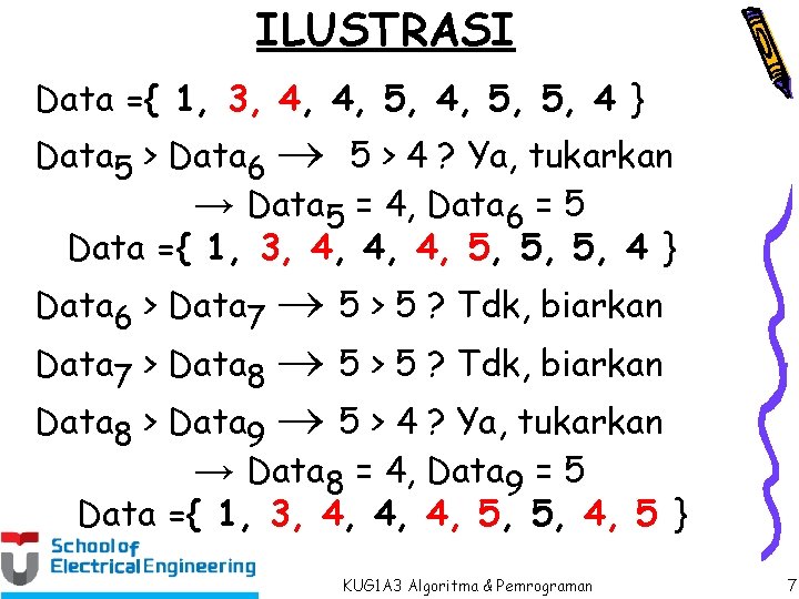 ILUSTRASI Data ={ 1, 3, 4, 4, 5, 5, 4 } Data 5 >