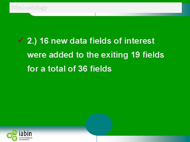 Methodology 2. ) 16 new data fields of interest were added to the exiting