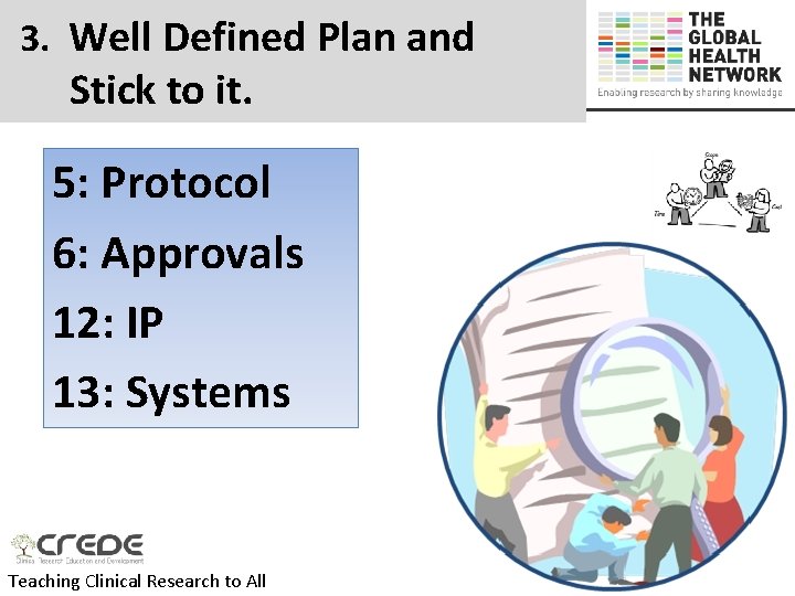3. Well Defined Plan and Stick to it. 5: Protocol 6: Approvals 12: IP