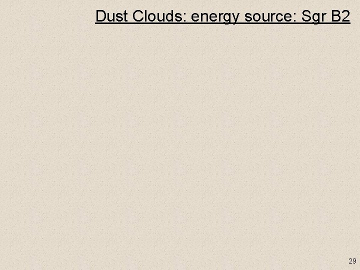 Dust Clouds: energy source: Sgr B 2 29 