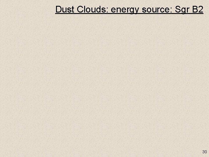 Dust Clouds: energy source: Sgr B 2 30 