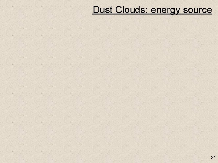 Dust Clouds: energy source 31 