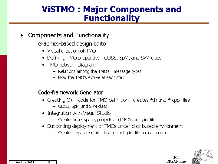 Vi. STMO : Major Components and Functionality • Components and Functionality – Graphics-based design