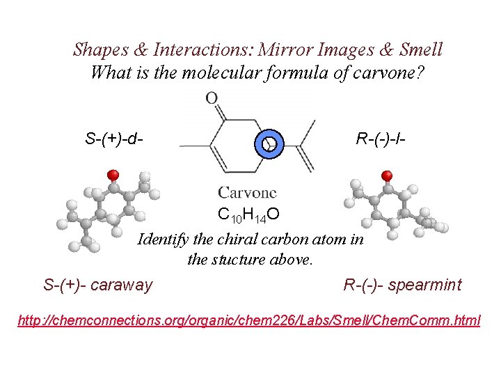 Shapes & Interactions: Mirror Images & Smell What is the molecular formula of carvone?