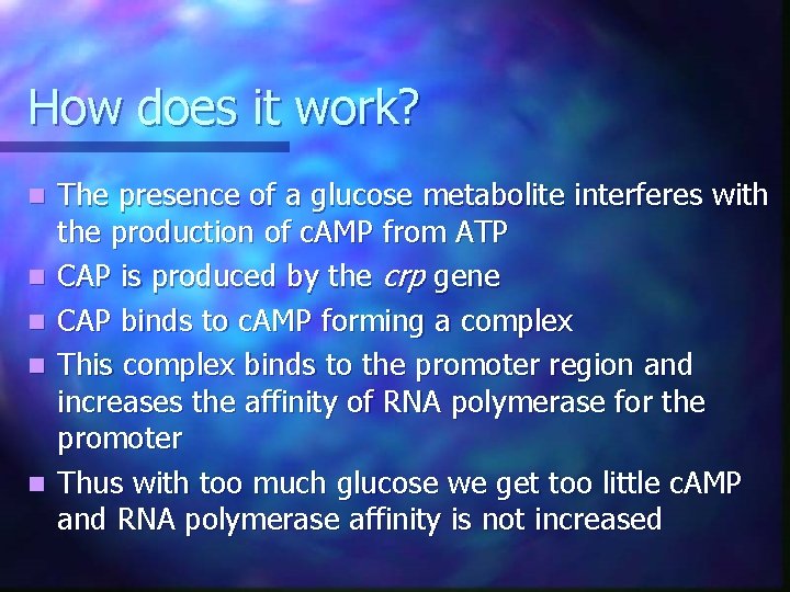 How does it work? n n n The presence of a glucose metabolite interferes How does it work? n n n The presence of a glucose metabolite interferes