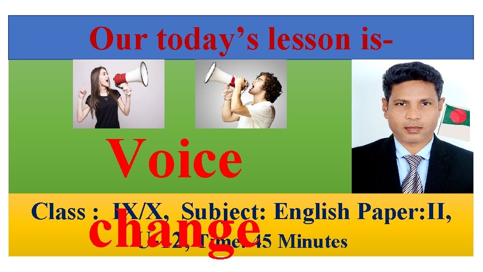 Our today’s lesson is- Voice Class : IX/X, Subject: English Paper: II, change U-12,
