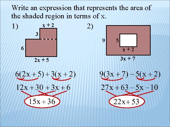 Write an expression that represents the area of the shaded region in terms of Write an expression that represents the area of the shaded region in terms of