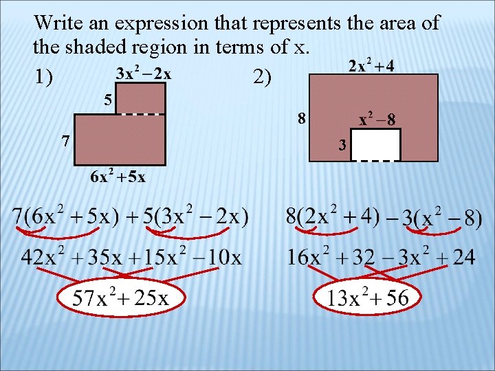 Write an expression that represents the area of the shaded region in terms of Write an expression that represents the area of the shaded region in terms of