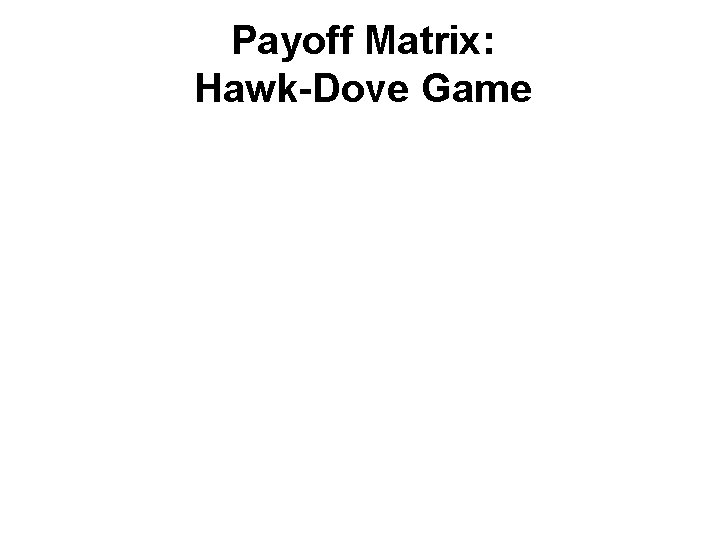 Payoff Matrix: Hawk-Dove Game 