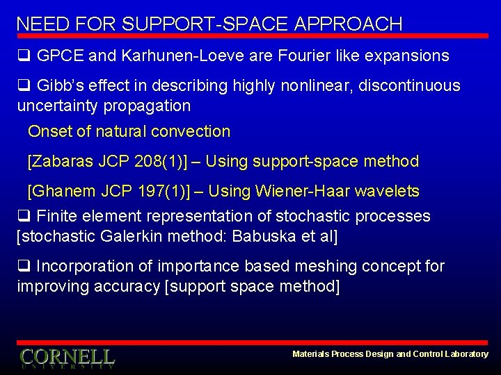 NEED FOR SUPPORT-SPACE APPROACH q GPCE and Karhunen-Loeve are Fourier like expansions q Gibb’s