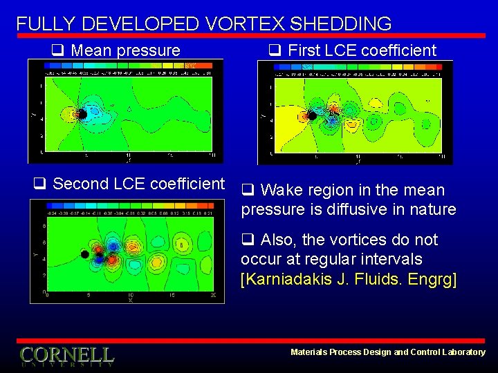 FULLY DEVELOPED VORTEX SHEDDING q Mean pressure q First LCE coefficient q Second LCE