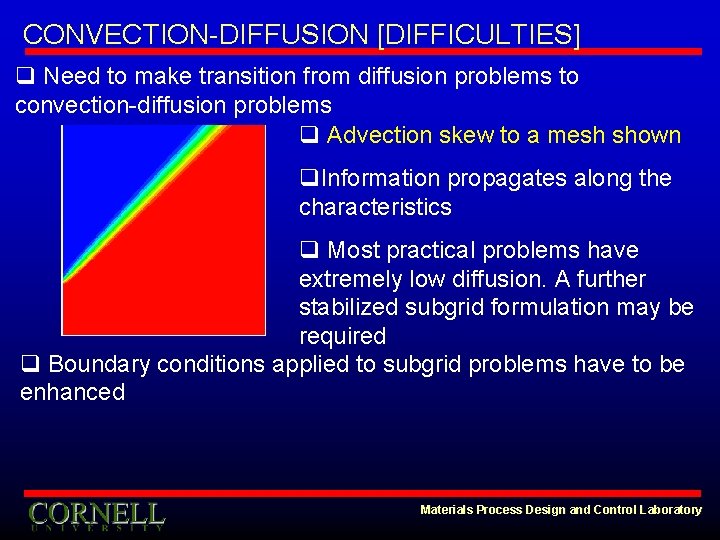 CONVECTION-DIFFUSION [DIFFICULTIES] q Need to make transition from diffusion problems to convection-diffusion problems q