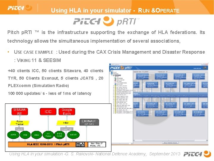 Using HLA in your simulator - RUN &OPERATE Pitch p. RTI ™ is the