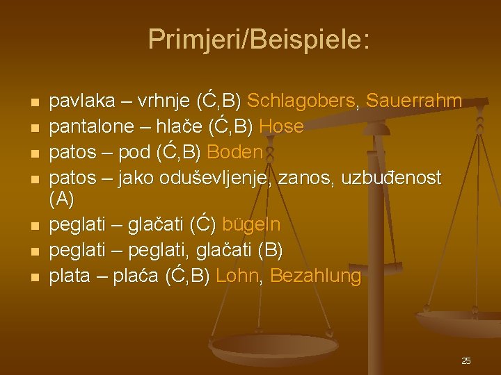 Primjeri/Beispiele: n n n n pavlaka – vrhnje (Ć, B) Schlagobers, Sauerrahm pantalone – Primjeri/Beispiele: n n n n pavlaka – vrhnje (Ć, B) Schlagobers, Sauerrahm pantalone –