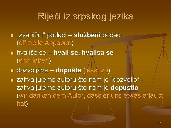 Riječi iz srpskog jezika n n „zvanični” podaci – službeni podaci (offizielle Angaben) hvališe Riječi iz srpskog jezika n n „zvanični” podaci – službeni podaci (offizielle Angaben) hvališe