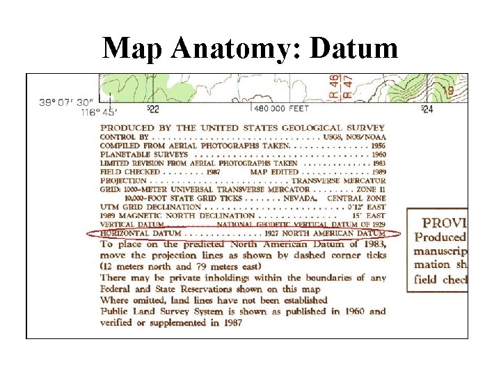 Map Anatomy: Datum Map with no grid labeled 